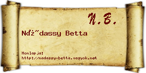Nádassy Betta névjegykártya